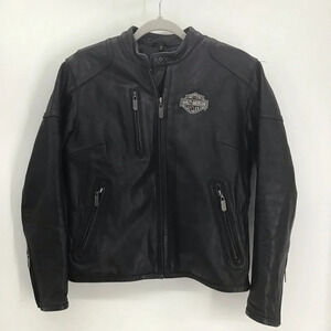 Harley Davidson Women’s Leather Biker Jacket Embroidered Fleece Liner Size Small